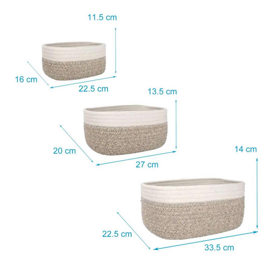 Intirilife Set de 3 paniers de rangement en coton  