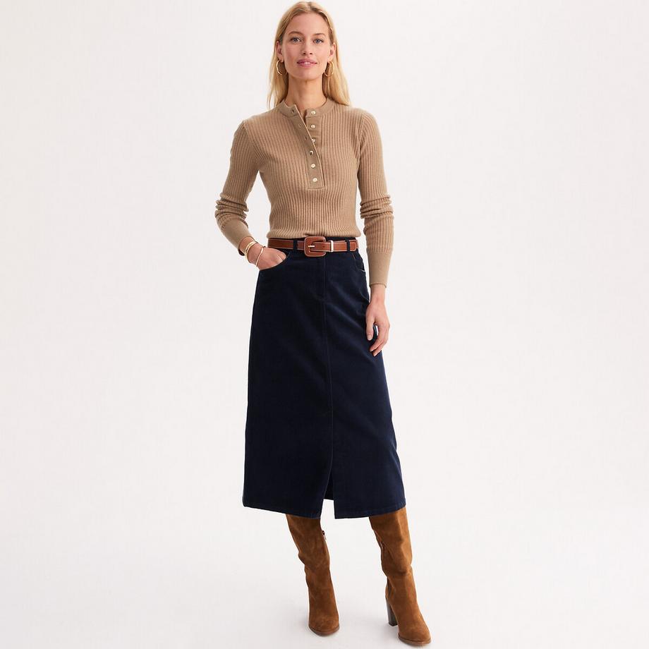 La Redoute Collections Pullover a coste con collo tondo in misto lana  