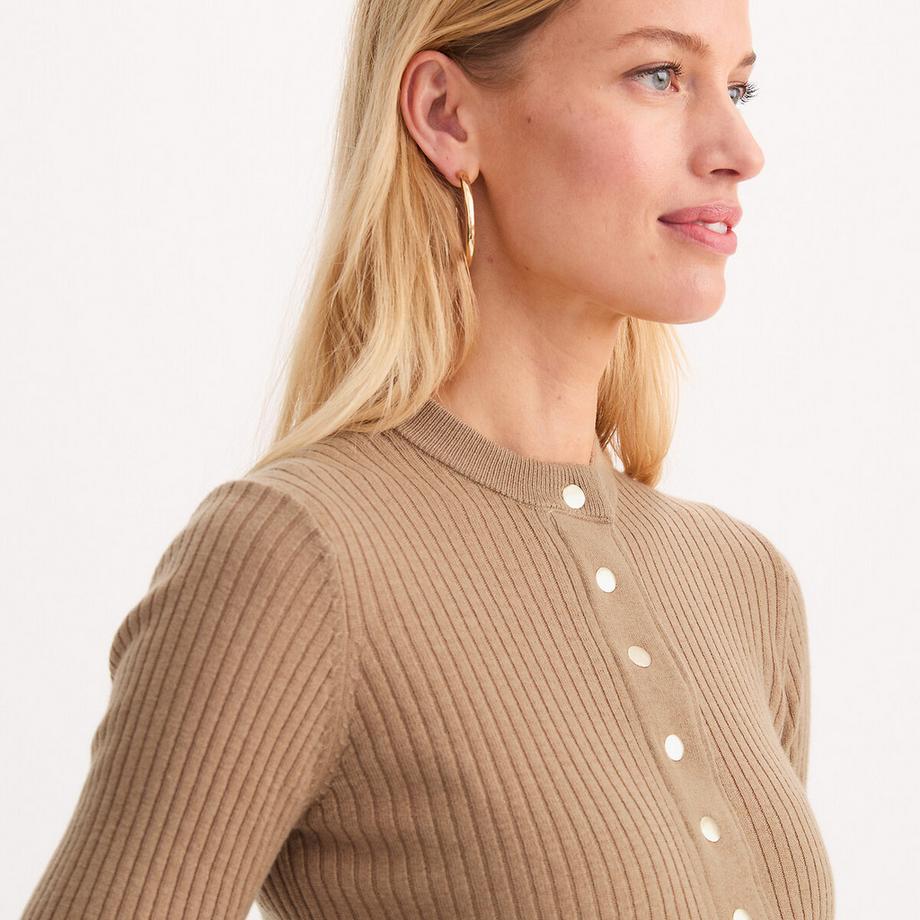 La Redoute Collections Pullover a coste con collo tondo in misto lana  