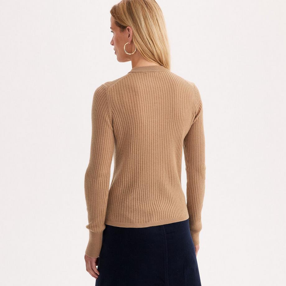 La Redoute Collections Pullover a coste con collo tondo in misto lana  
