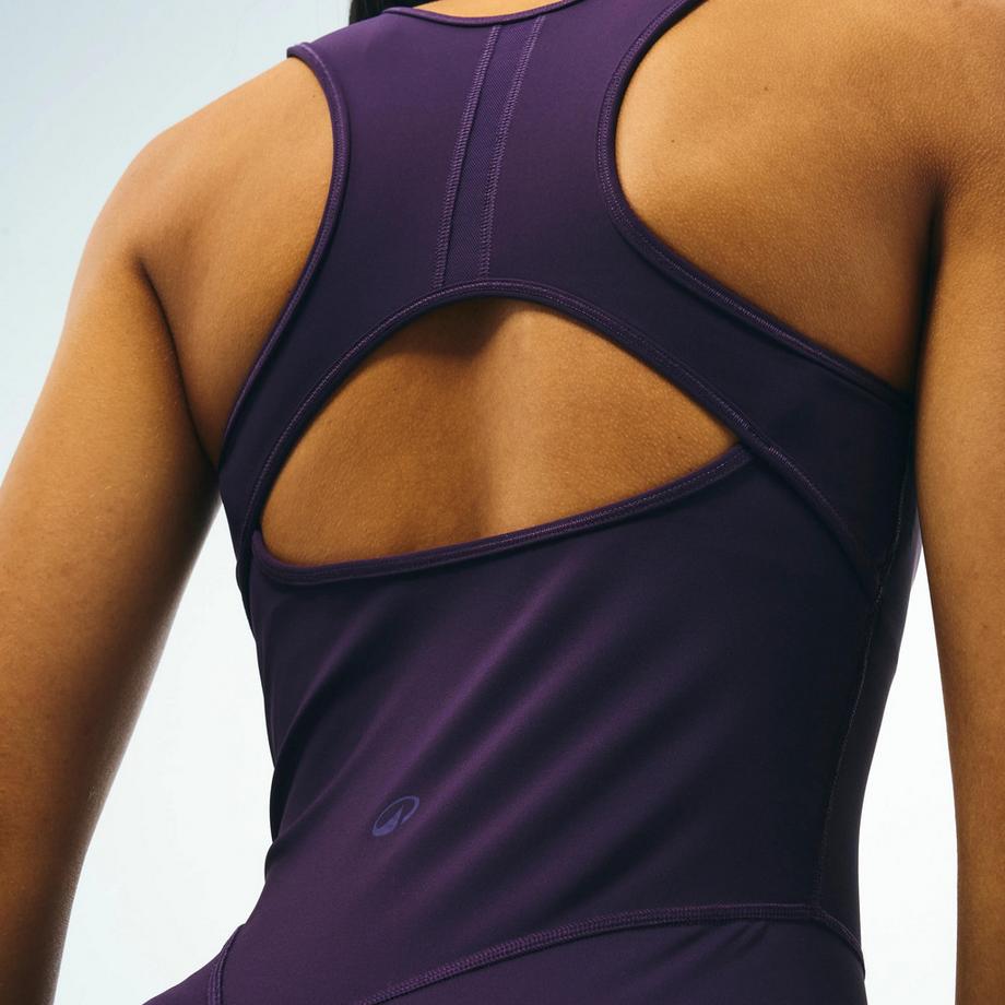 DOMYOS  Pilates-Anzug eckiger Ausschnitt , limitierte Kollektion dunkelviolett 