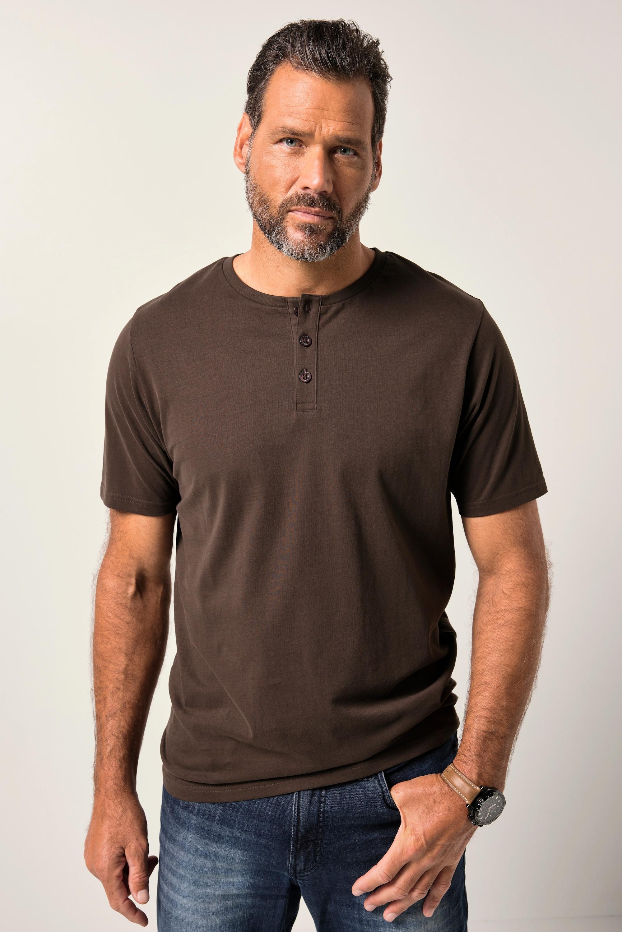 JP1880 Basic Henley Kurzarm Knopfleiste  