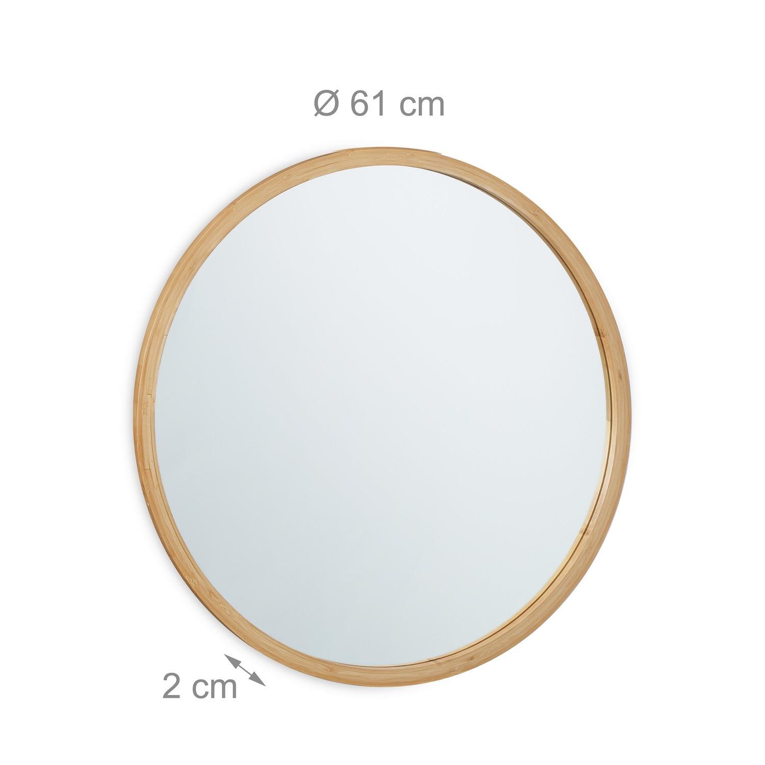 Northix Miroir mural rond en bambou  