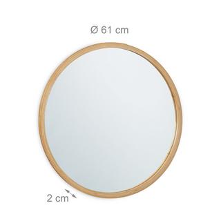 Northix Miroir mural rond en bambou  
