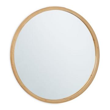 Miroir mural rond en bambou