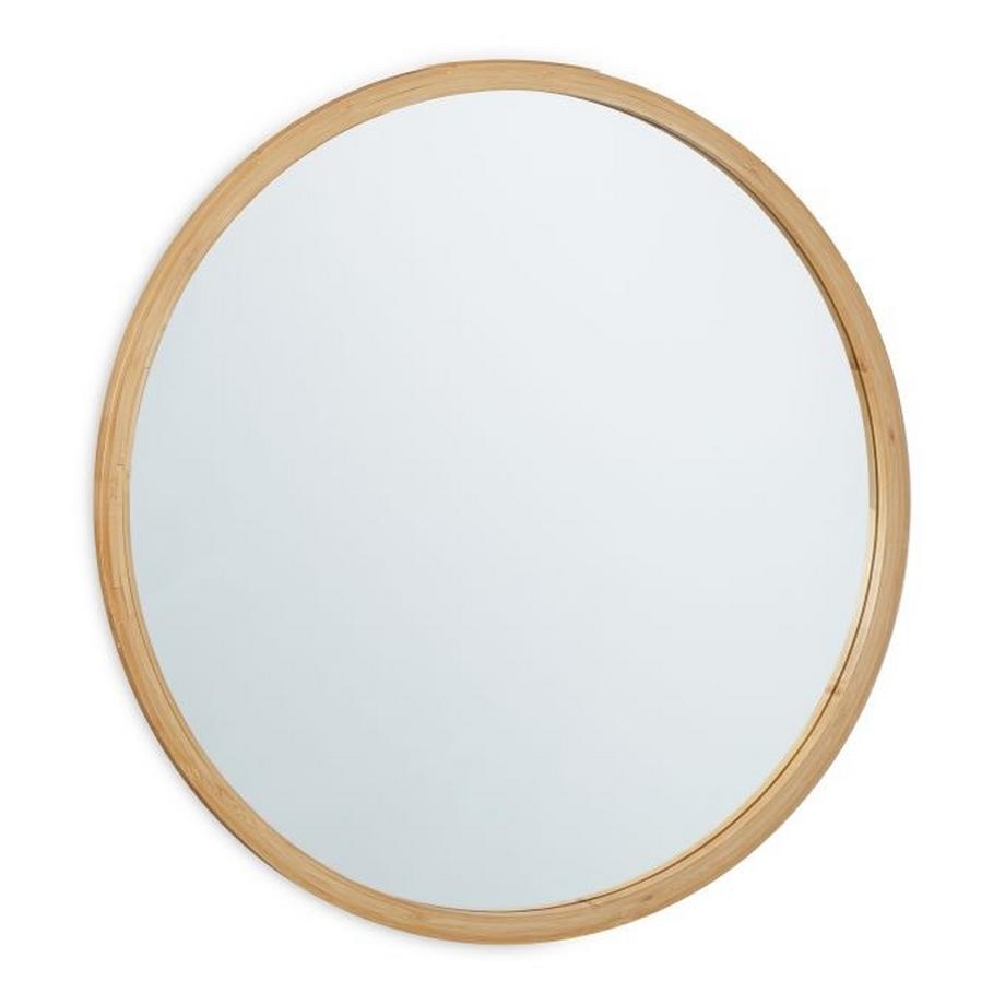 Miroir mural rond en bambou