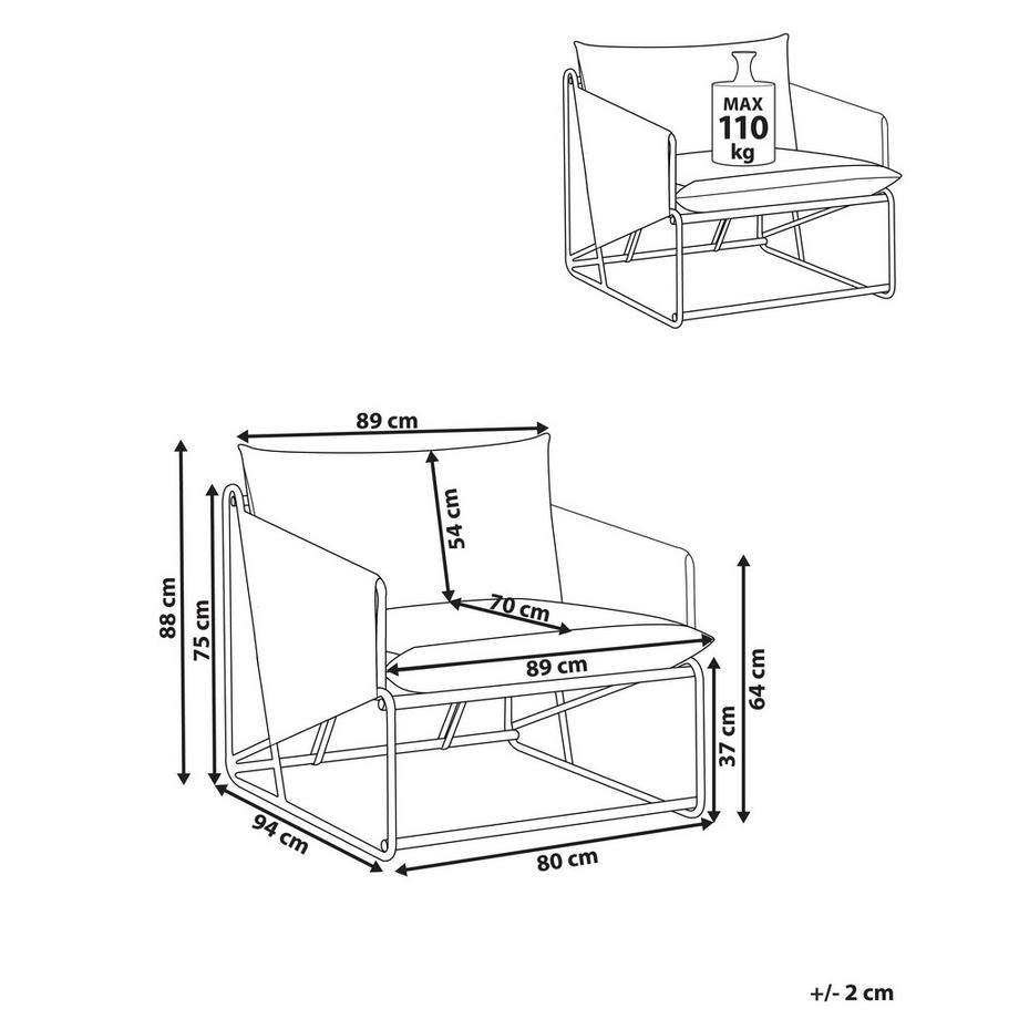 Beliani Stuhl mit Sitzkissen aus Stahl Industriell PONTE  