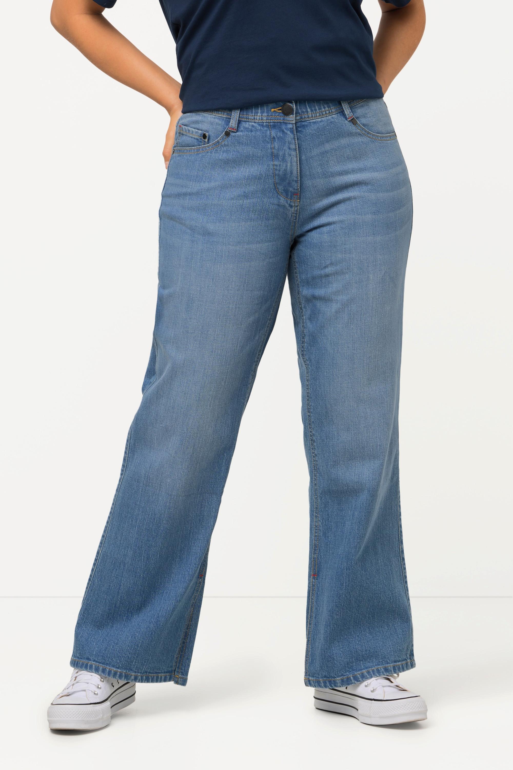 Ulla Popken  Jeans Mary, weites, gerades Bein, lange Schlitze 