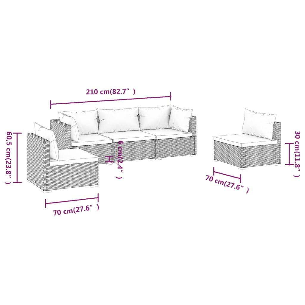 VidaXL set lounge giardino Polirattan  