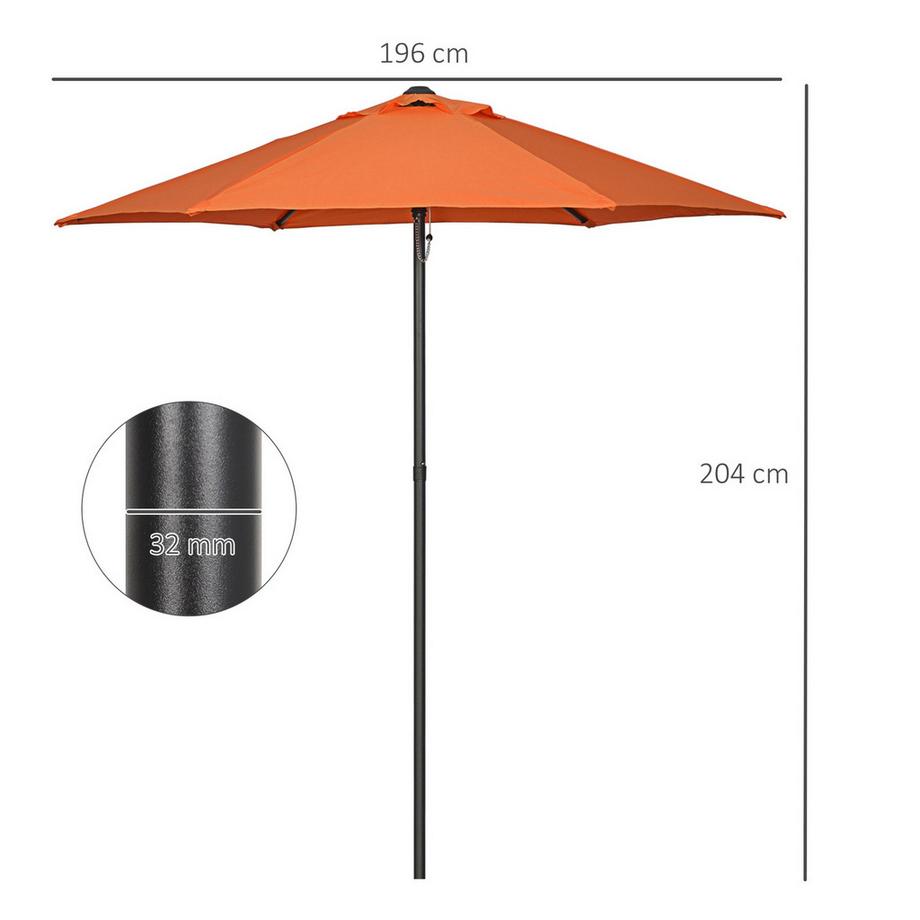 Northio Sonnenschirm Ø196 cm, Drehbar Sonnenschirm mit Knickfunktion, sechseckig Balkonschirm Strandschirm windfest stabil Marktschirm Kurbelschirm Sonnenschutz für Strand Balkon Garten, Orange Aosom  