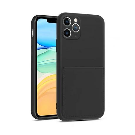 mobileup  Silikon Case mit Kartenfach iPhone 11 Pro Max - Black 