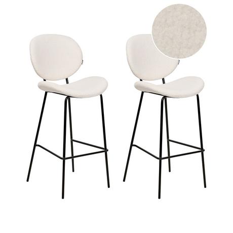 Beliani Lot de 2 chaises de bar en Bouclé Traditionnel LUANA  