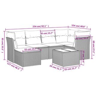 VidaXL Ensemble de canapés de jardin rotin synthétique  