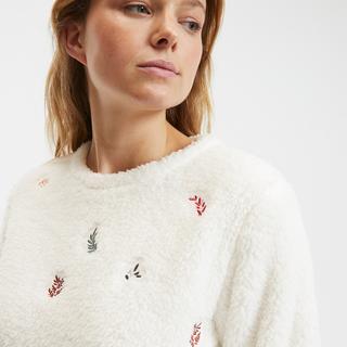 La Redoute Collections  Pyjama aus Fleece mit Blätterstickerei 