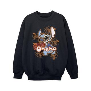 Disney  Lilo And Stitch Ohana Orange Hibiscus Sweatshirt 