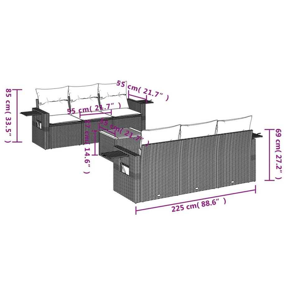VidaXL Garten sofagarnitur poly-rattan  