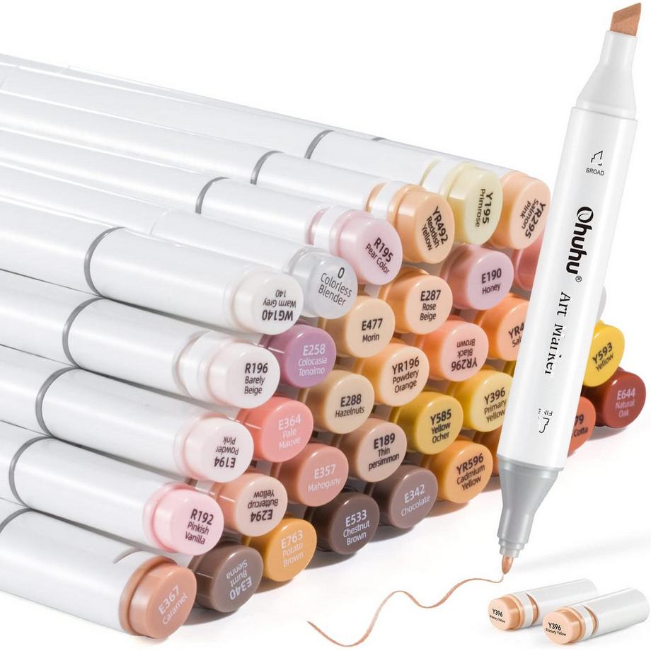 Ohuhu  Oahu Marqueurs d'art (36 pcs) - Tons de peau 