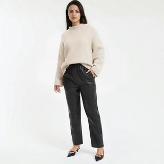 La Redoute Collections Pantalon droit 7/8 en simili avec taille élastiquée  