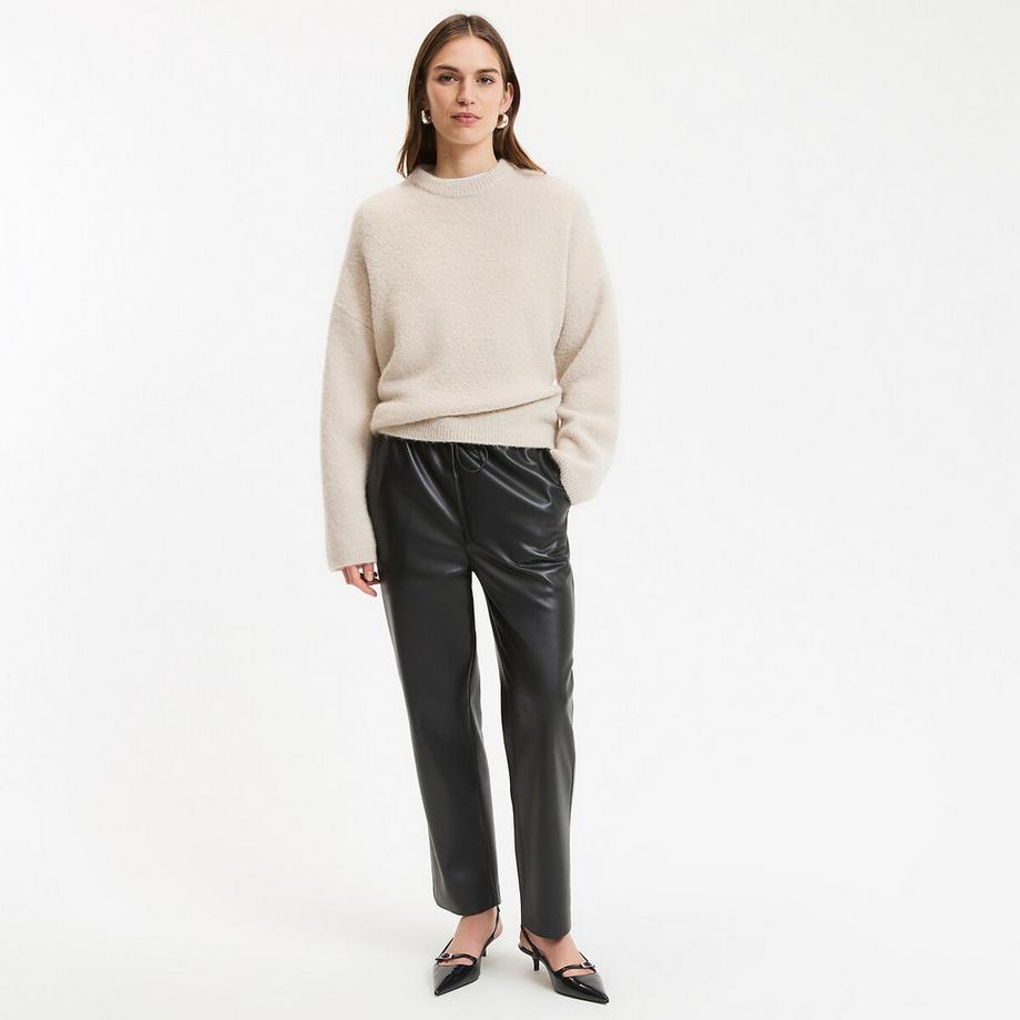 La Redoute Collections Pantalon droit 7/8ème Simili Cuir Taille Élastiquée  