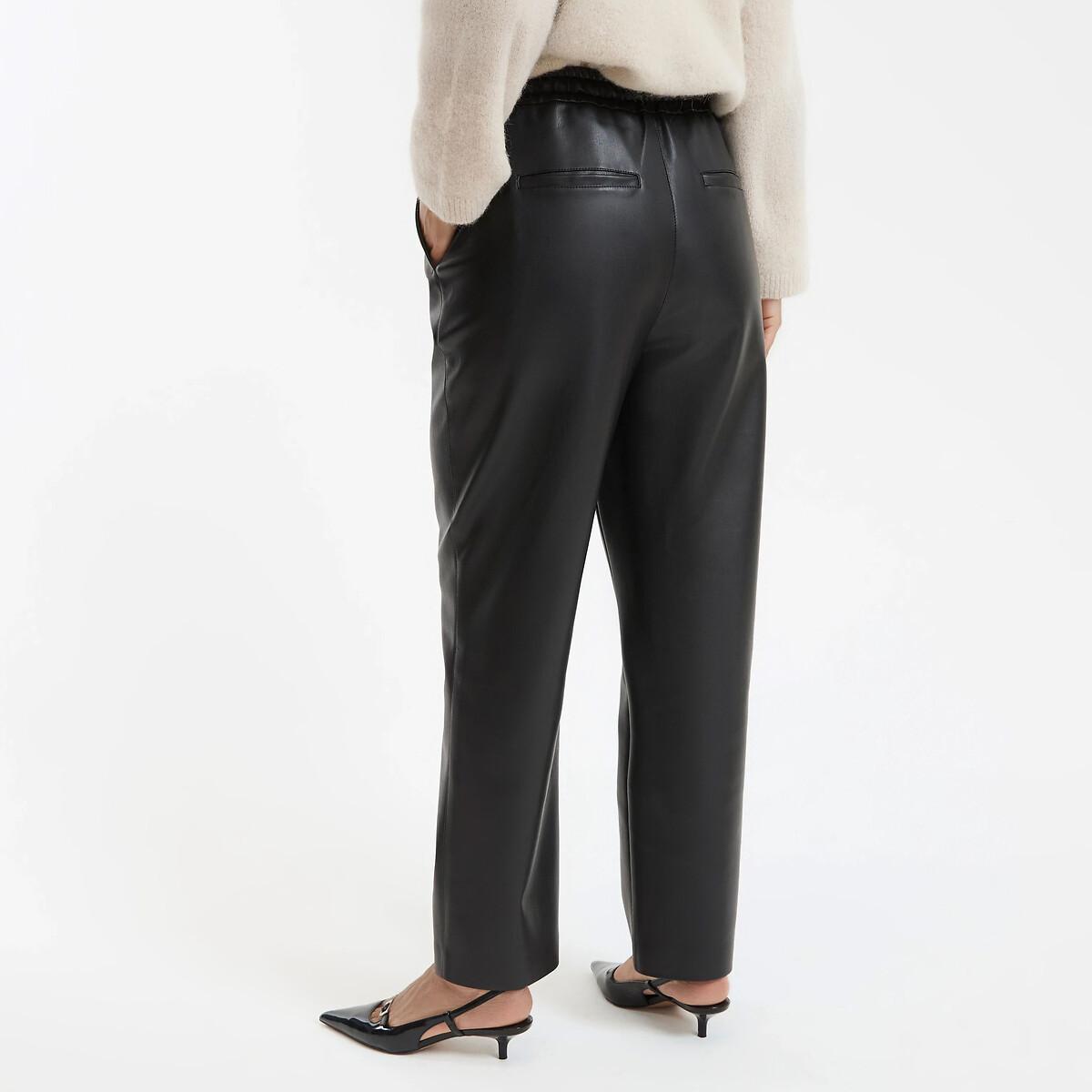 La Redoute Collections Pantalon droit 7/8 en simili avec taille élastiquée  
