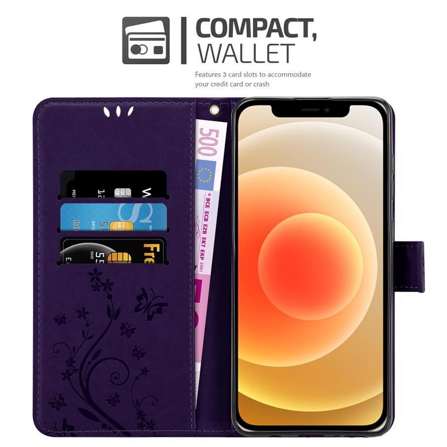 Cadorabo  Hülle für Apple iPhone 12 MINI Blumen Design Magnetverschluss 