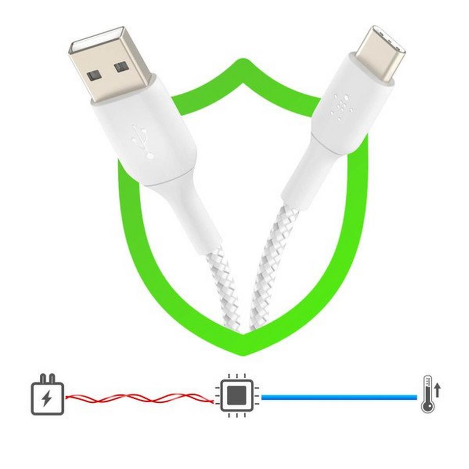 belkin  USB / USB-C Nylonkabel Belkin 3m Weiß 