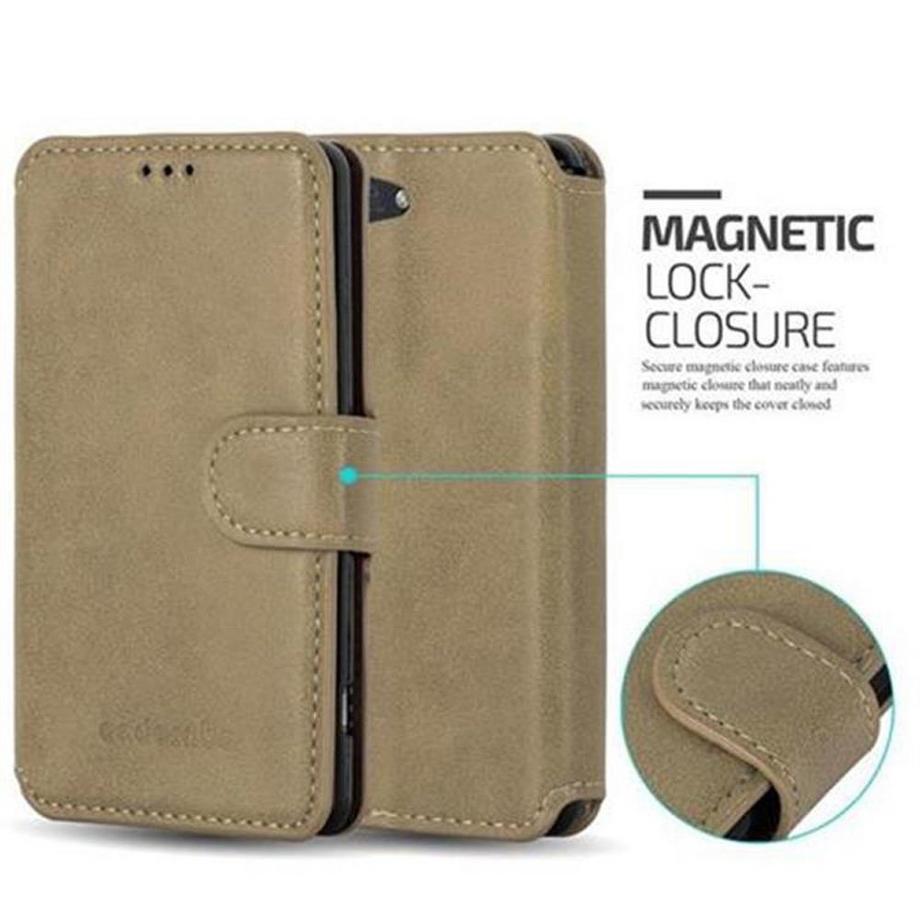 Cadorabo  Housse compatible avec Sony Xperia Z3 COMPACT - Coque de protection avec fonction de support et compartiment pour carte au design rétro 