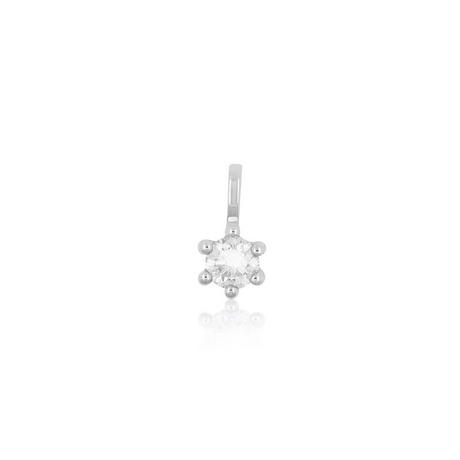 MUAU Schmuck  Solitär Anhänger 6-Griff-Fassung Weissgold 750 Diamant 0.20ct. 8x6mm 