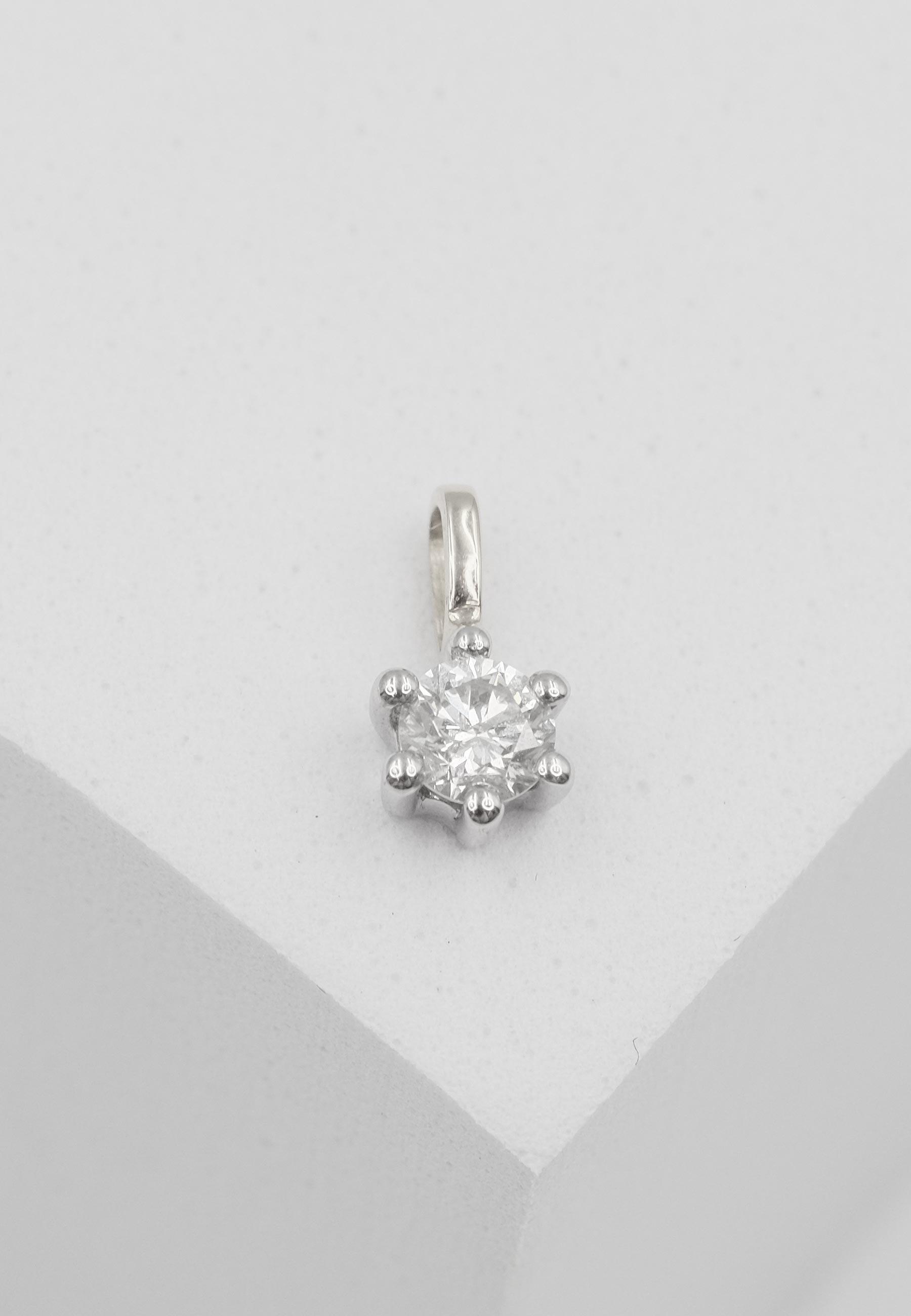 MUAU Schmuck  Solitär Anhänger 6-Griff-Fassung Weissgold 750 Diamant 0.20ct. 8x6mm 