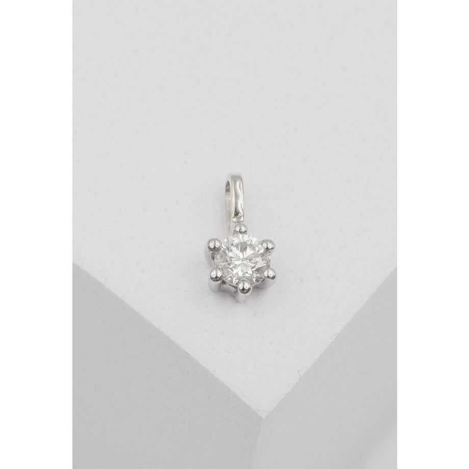 MUAU Schmuck  Solitär Anhänger 6-Griff-Fassung Weissgold 750 Diamant 0.20ct. 8x6mm 