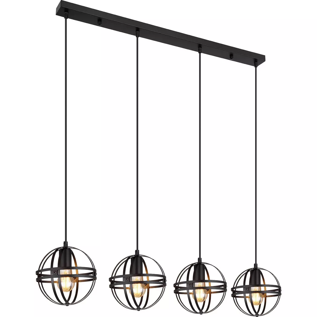 mutoni – Hängeleuchte Cronadun Metall matt 4xE27, One Size, Schwarz