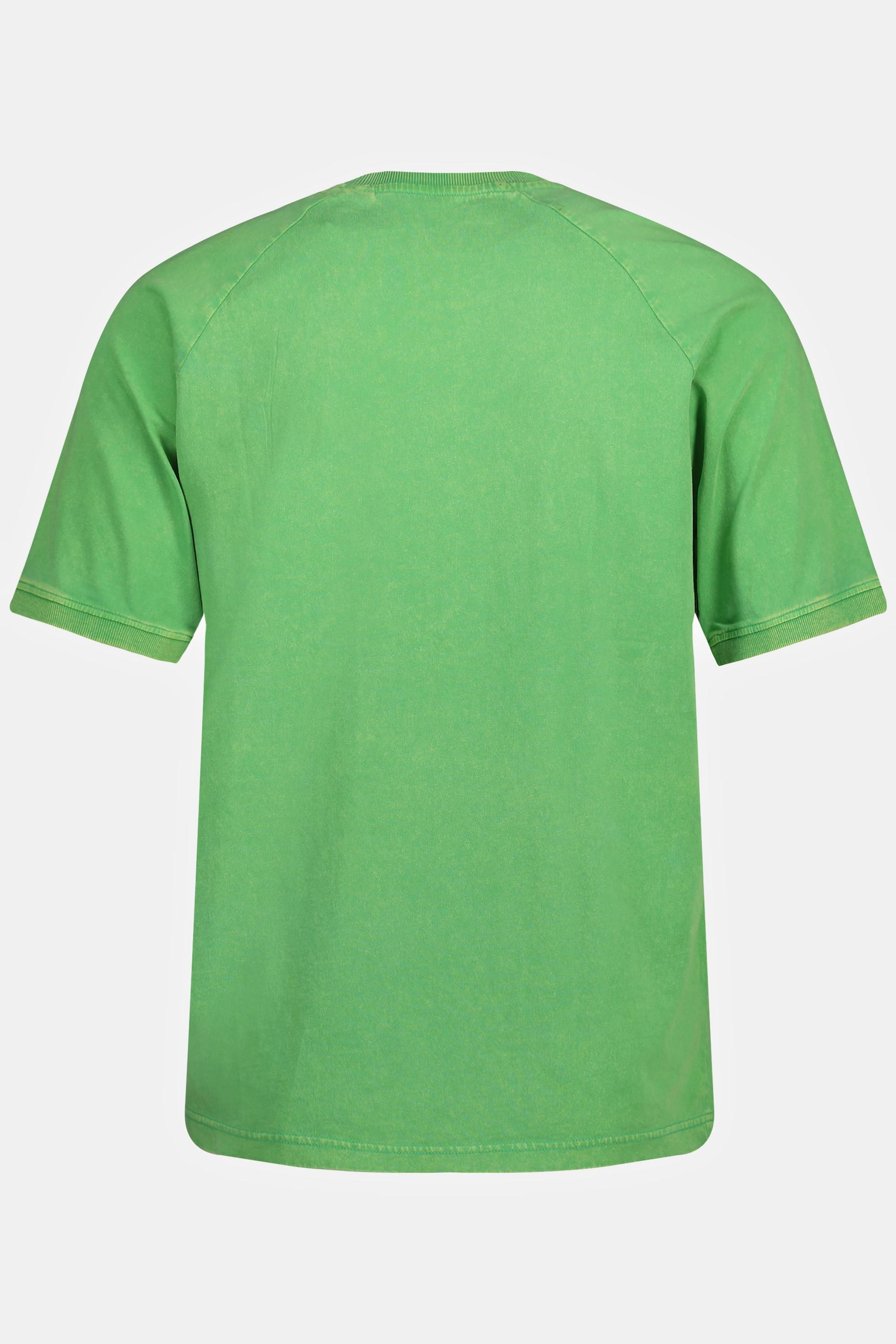 JP1880  T-shirt dal look vintage con "Legend", scollo a girocollo e mezze maniche verde mela 