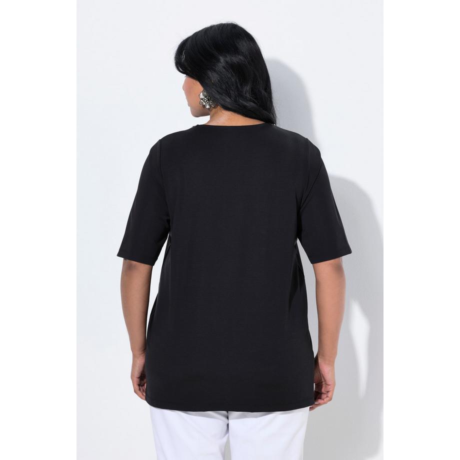 Ulla Popken T-Shirt Geschmückter Ausschnitt A-Linie Halbarm  