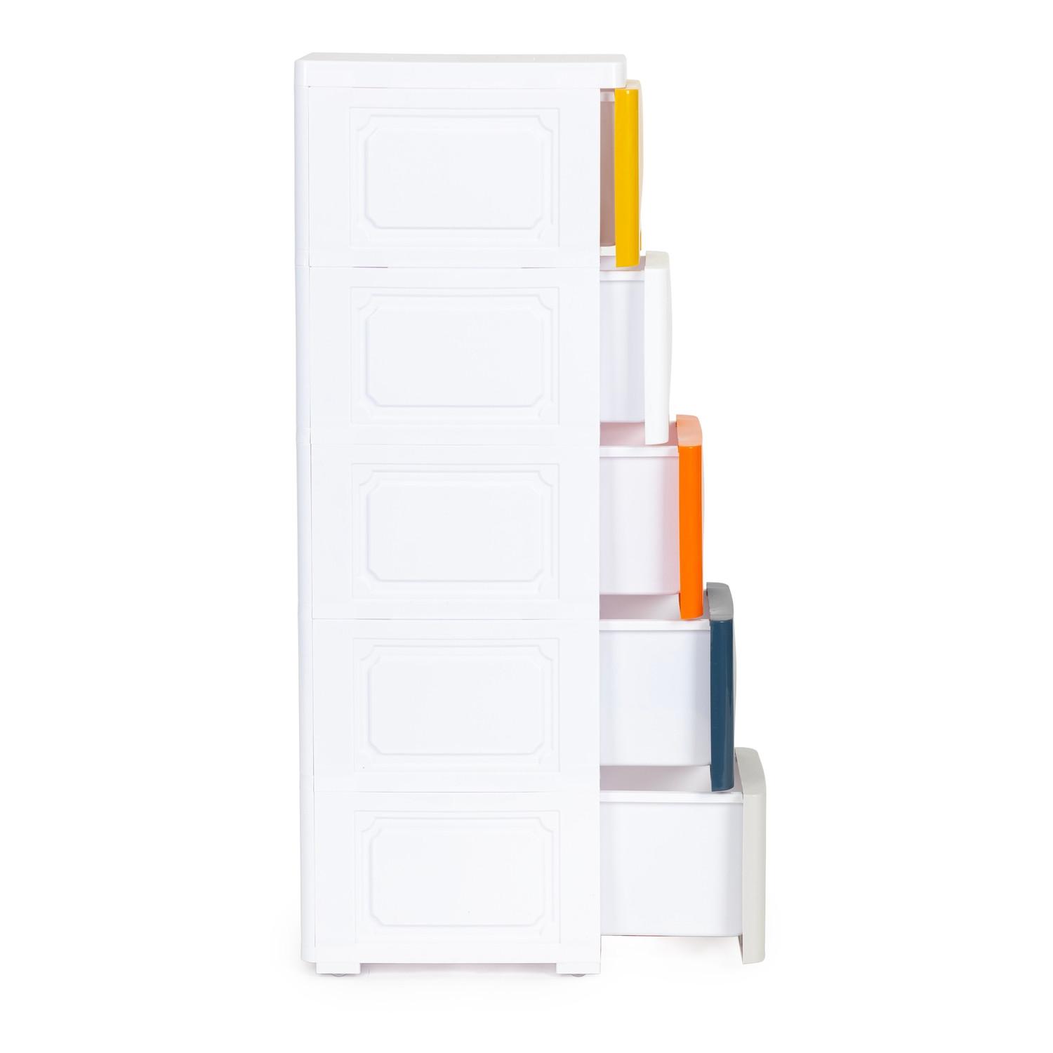 B2X Armoire de rangement avec 5 tiroirs coulissants, pieds à roulettes  