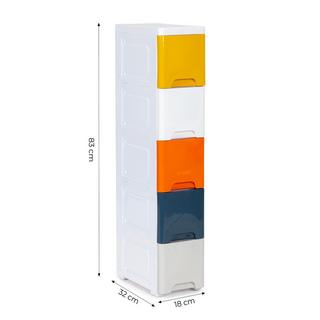 B2X Armoire de rangement avec 5 tiroirs coulissants, pieds à roulettes  