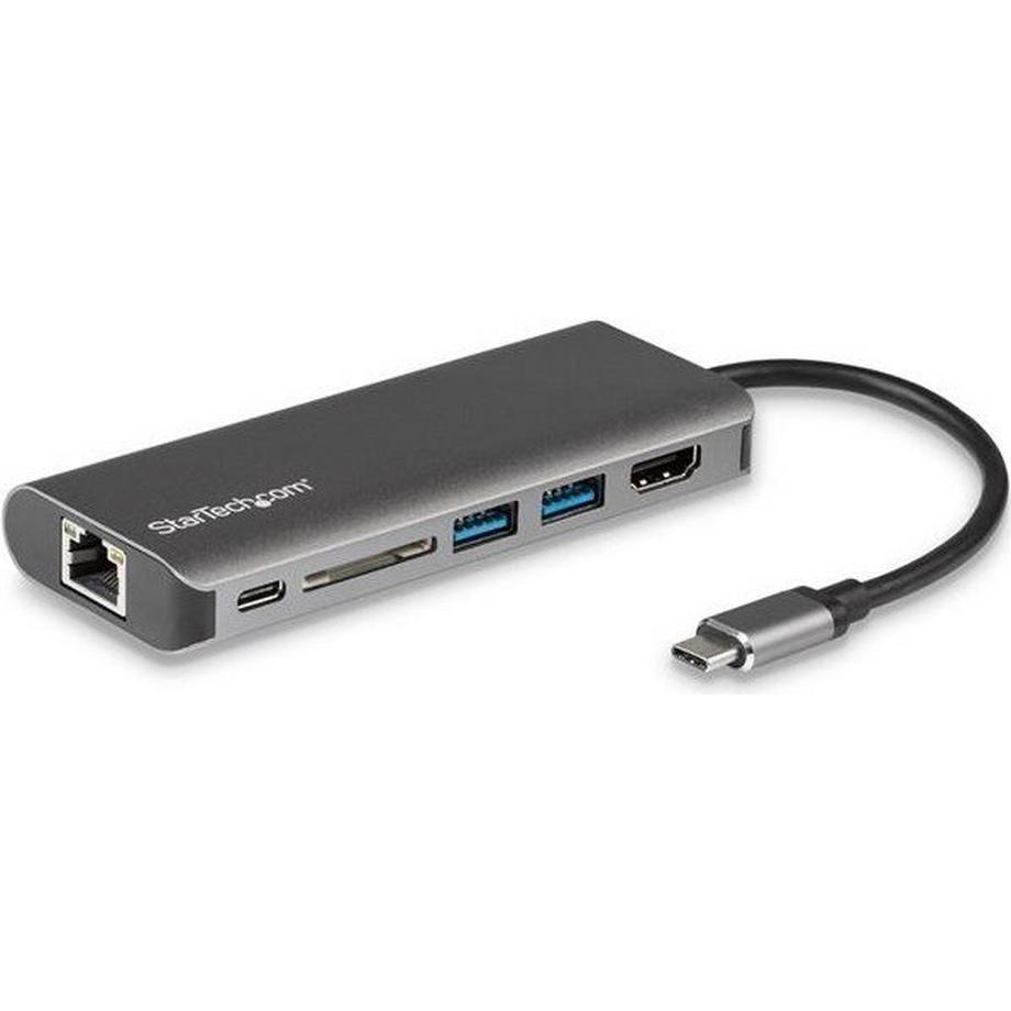 StarTech.com USB-C Multiport Adapter, tragbare USB-C Dockingstation auf 4k HDMI, 2 Port USB 3.0 Hub, SD/SDHC, GbE, 60W PD Pass-Through - USB Typ-C/Thunderbolt 3 - ERSETZT DURCH DKT30CHSDPD1