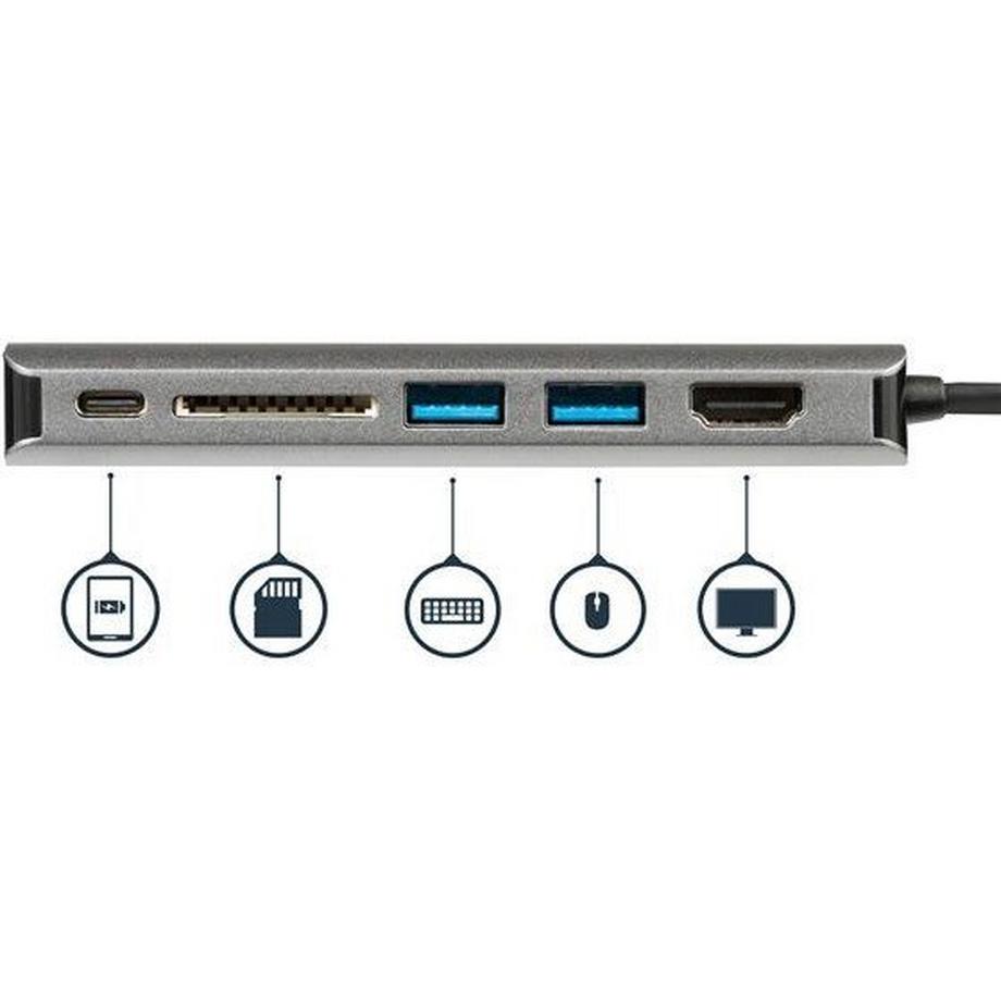 STARTECH.COM  StarTech.com USB-C Multiport Adapter, tragbare USB-C Dockingstation auf 4k HDMI, 2 Port USB 3.0 Hub, SD/SDHC, GbE, 60W PD Pass-Through - USB Typ-C/Thunderbolt 3 - ERSETZT DURCH DKT30CHSDPD1 