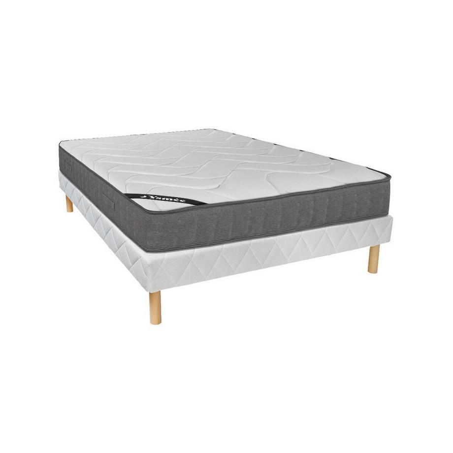 Set aus Bettgestell + Matratze - 160 x 200 cm - 5-Zonen-Taschenfederkern & Memory Schaum - Stärke 23 cm - BABYLONE von YSMÉE