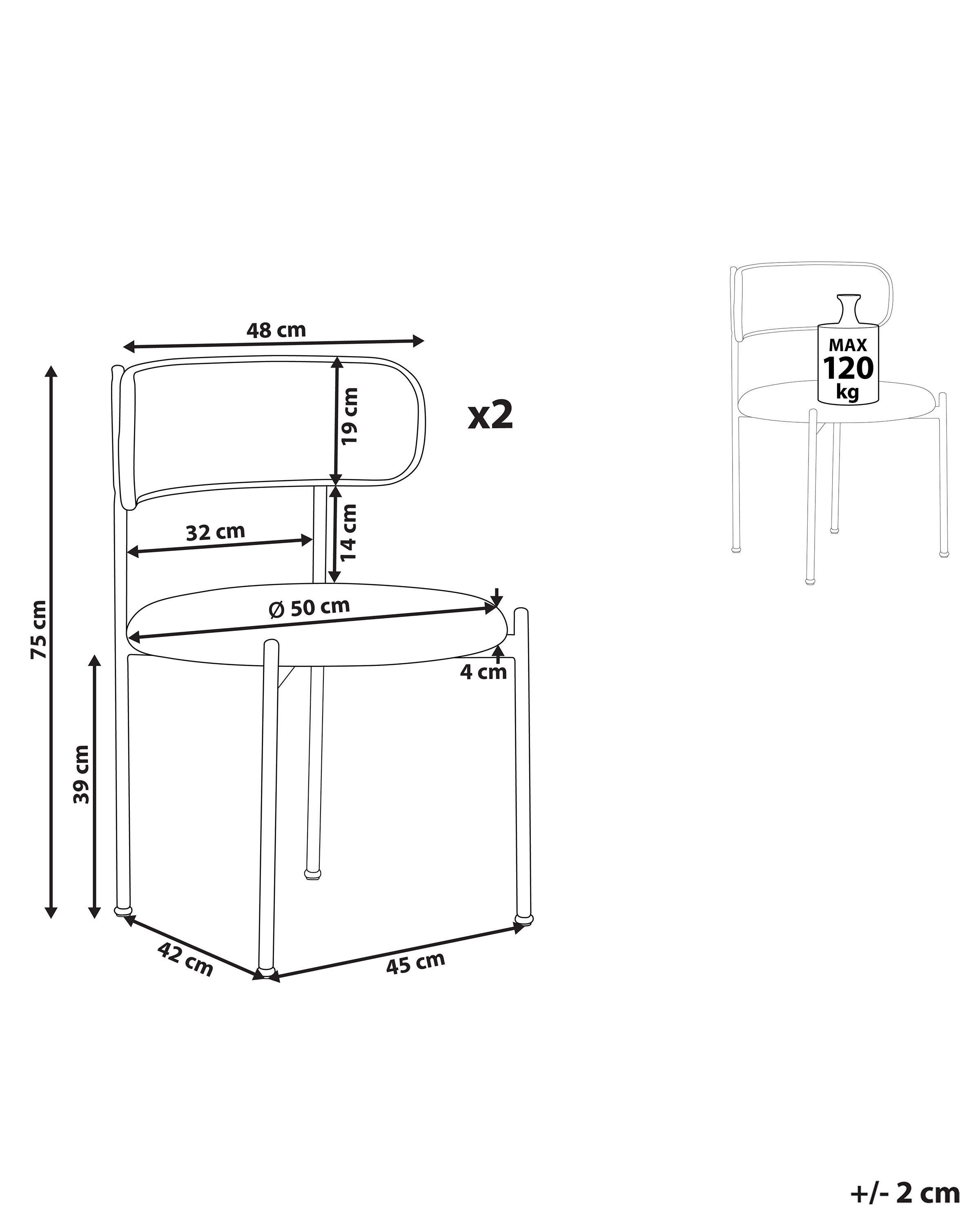 Beliani Lot de 2 chaises en Métal Rétro ANDOVER  