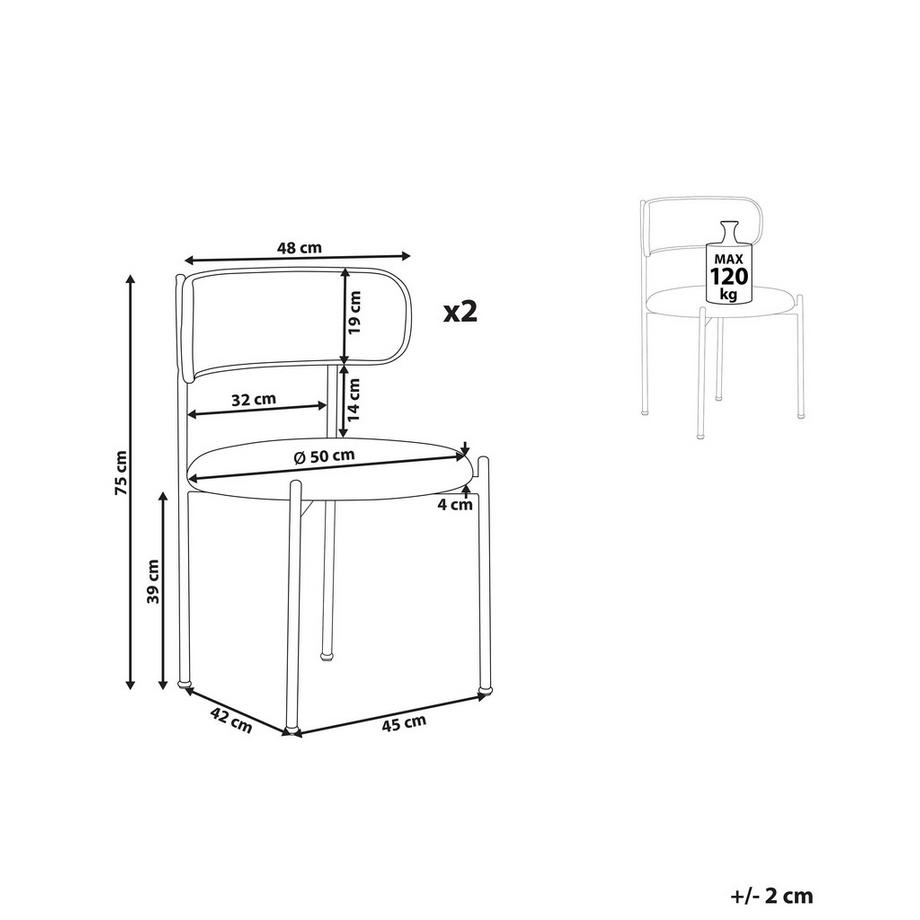 Beliani Lot de 2 chaises de salle à manger en Métal  ANDOVER  