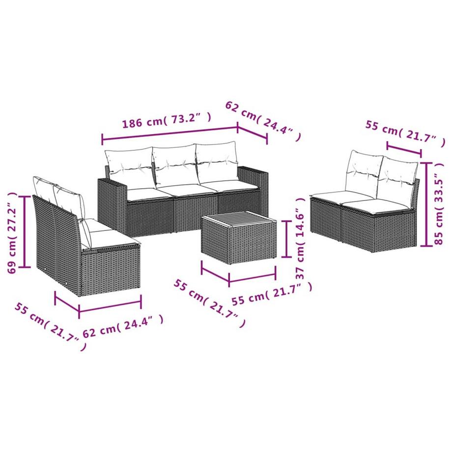 VidaXL Garten sofagarnitur poly-rattan  