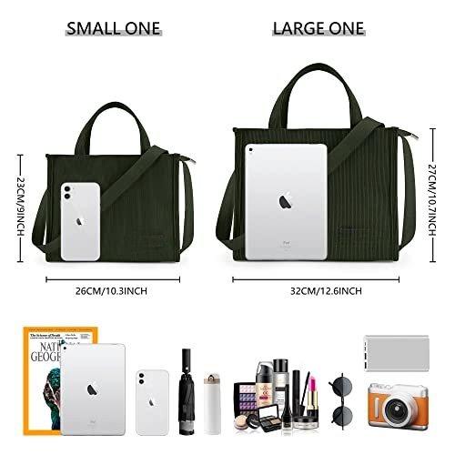 Only-bags.store  Cordtasche Umhängetasche mit Reißverschluss, Handtasche Umhängetasche Shopper für Schule Arbeit 