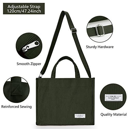 Only-bags.store  Cordtasche Umhängetasche mit Reißverschluss, Handtasche Umhängetasche Shopper für Schule Arbeit 