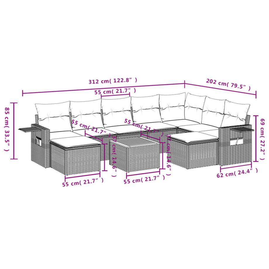 VidaXL Garten sofagarnitur poly-rattan  