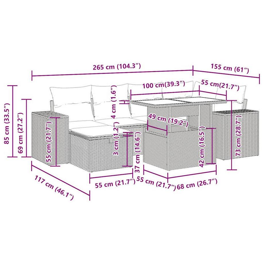 VidaXL set divano da giardino Polirattan  