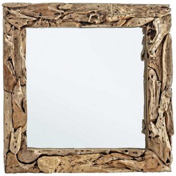 Spiegel Raven mit Teakholz-Rahmen 90x90
