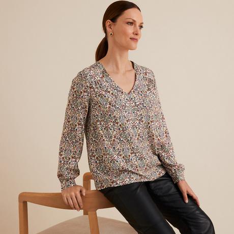 La Redoute Collections  Geblümte Bluse mit langen Ärmeln & V-Ausschnitt 