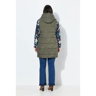 Ulla Popken Gilet Lungo Trapuntato Idrorepellente con Cappuccio  