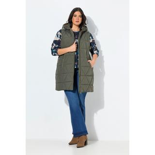 Ulla Popken Gilet Lungo Trapuntato Idrorepellente con Cappuccio  