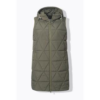 Ulla Popken Gilet Lungo Trapuntato Idrorepellente con Cappuccio  